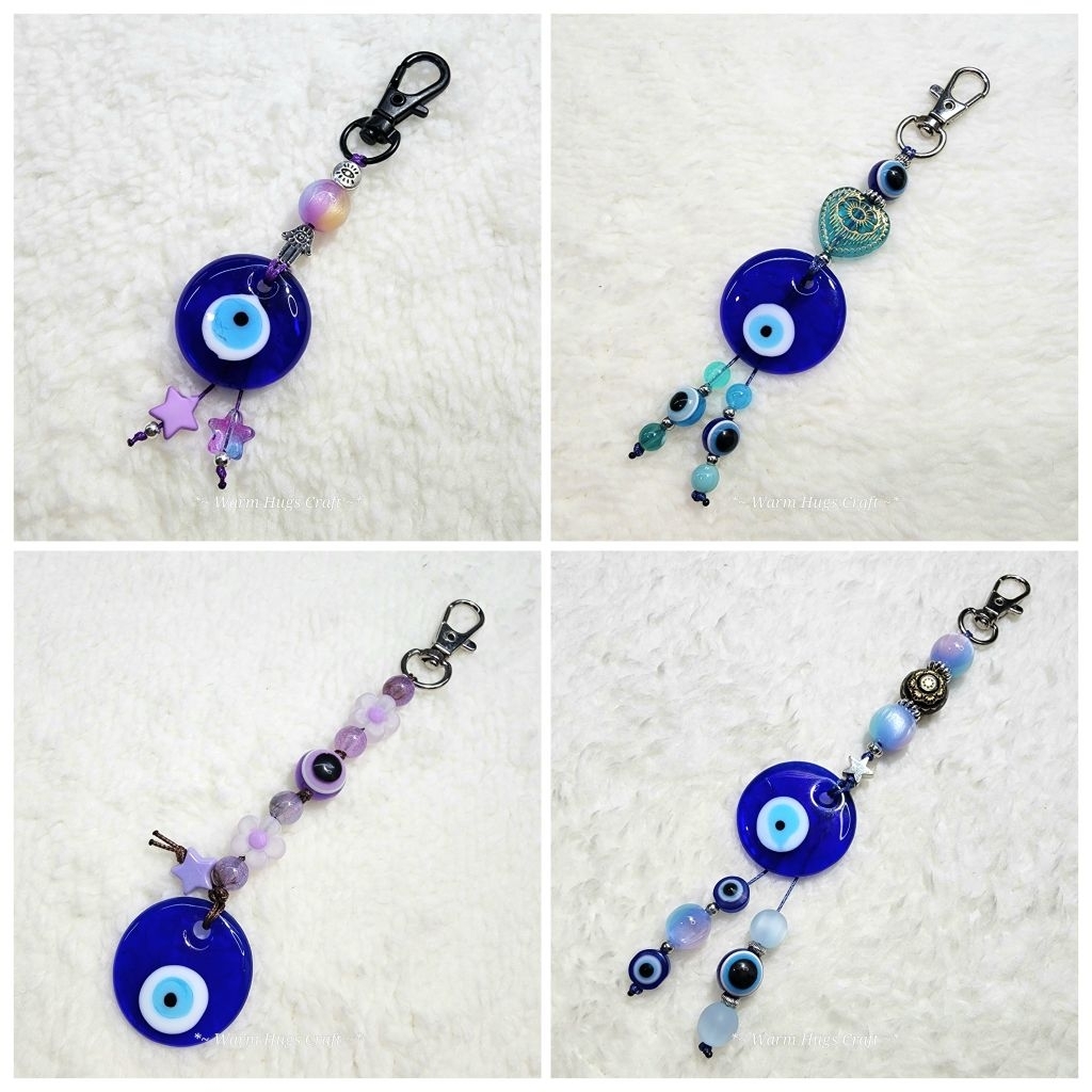 Keychain >> EVIL EYE 🧿 พวงกุญแจ ที่ห้อยมือถือ ที่ห้อยโทรศัพท์ | เครื่องราง ปกป้อง Hamsa Wicca Clover