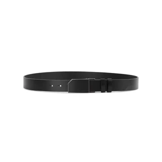 DAPPER เข็มขัดหนังแท้ Snip Corner Plaque Buckle Belt แบบใส่ได้ 2 ด้าน สีดำ (BBC/BK/1287PG4)