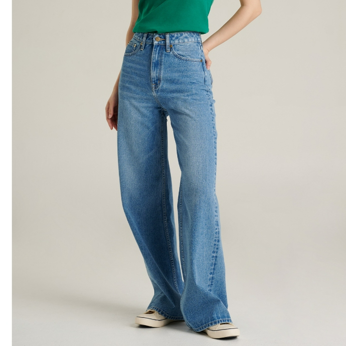 Mc jeans กางเกงยีนส์ผู้หญิง ทรงหลวม เอวสูง สีฟอกอ่อน MFWP233