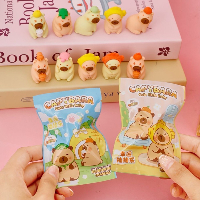 (ยกกล่อง 32ชิ้น) ถุงสุ่มยางลบ ลายการ์ตูน คาบิบาร่า capybara