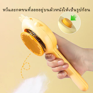 PET LIFE หวีกำจัดขน มีปุ่มดันขนออก หวีแปรงขนสัตว์ หวีแมว หวีสุนัข ที่แปรงขนสัตว์เลี้ยง ทำความสะอาดง่าย แบบหมุด