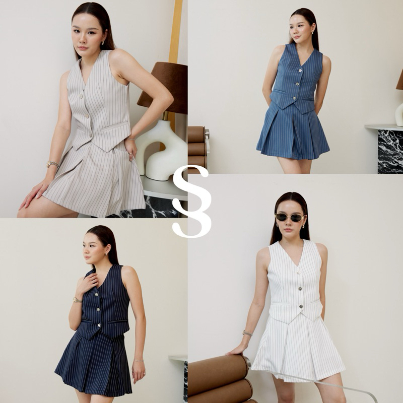 “ Shervest set “ (XS-XL)🦦🦦 เสื้อแขนกุด + กระโปรงกางเกง - Swanashop