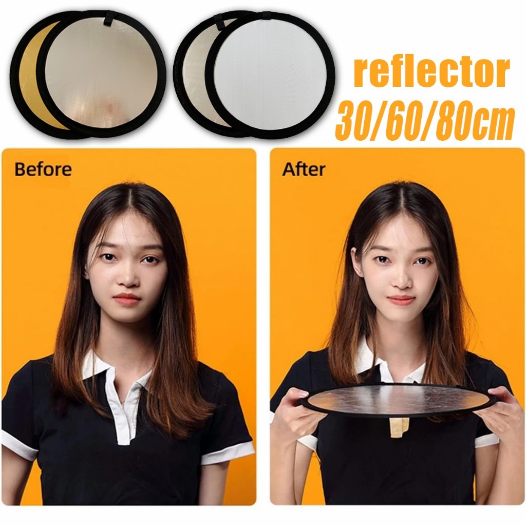 แผ่นสะท้อนแสงถ่ายรูป แผ่นรีเฟครวมแสง ขนาด80ซม.2in1พับได้ พกพาสะดวก