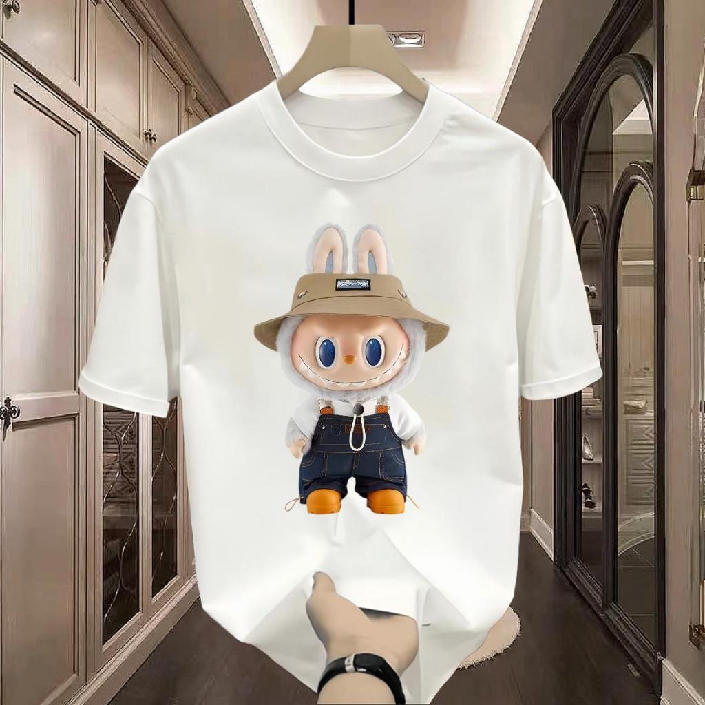 เสื้อยืด LABUBU The monster Oversize เสื้อยืดชาย แขนสั้น ไซซ์ คอกลม แฟชั่นฤดูร้อน สําหรับ Pop Mart