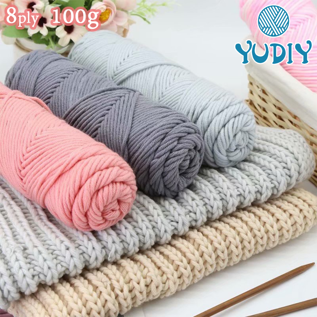ไหมพรมคอตตอนนม ขนาด100กรัม 8ply milk cotton yarn พร้อมส่งจากไทย