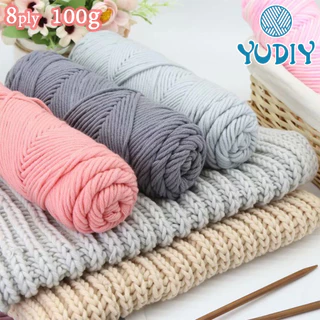 ไหมพรมคอตตอนนม ขนาด100กรัม 8ply milk cotton yarn พร้อมส่งจากไทย