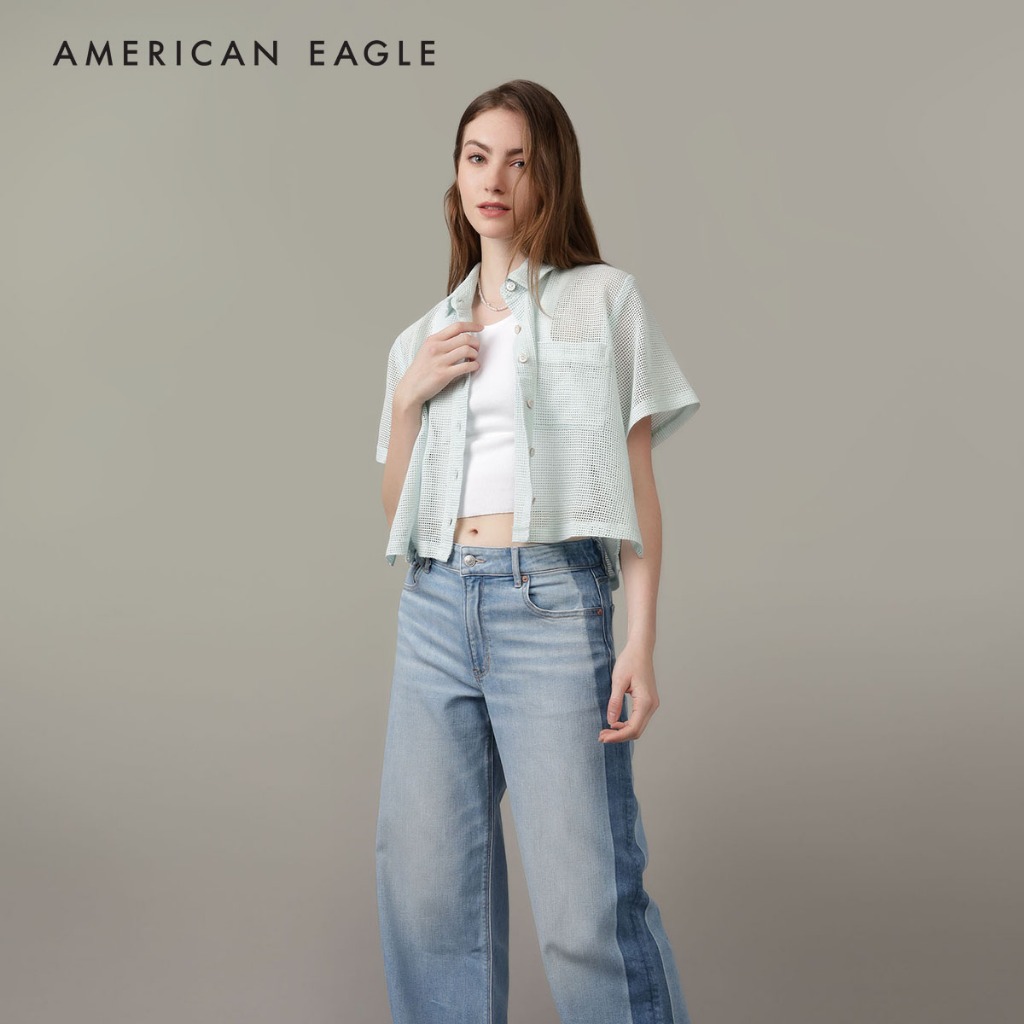 American Eagle Cropped Cabana Shirt เสื้อเชิ้ต ผู้หญิง ครอป (EWSB 035-5697-401)