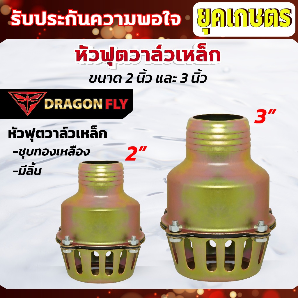 หัวฟุตวาล์วเหล็ก ชุบทองเหลือง มีลิ้น ขนาด2,3 นิ้ว วัสดุอย่างดี หัวกะโหลกดูดน้ำ