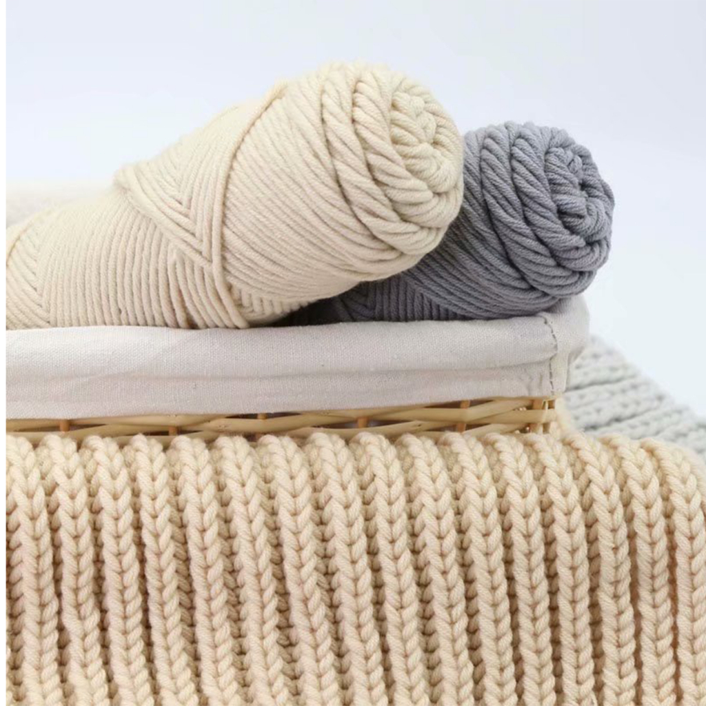 ไหมพรมถักผ้าพันคอ ไหมพรม 8ply นุ่ม ถักง่าย คอตตอนนม ไหมนุ่ม yarn 8 ply/100g - รูปที่ 5