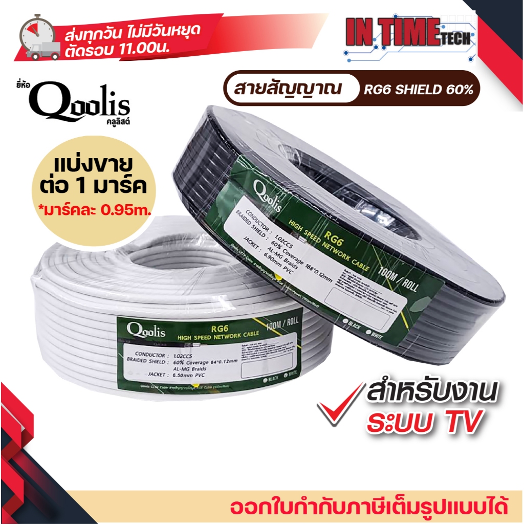 (ตัดแบ่งขาย) สายสัญญาณ RG6 Shield 60% cable สำหรับงาน tv matv