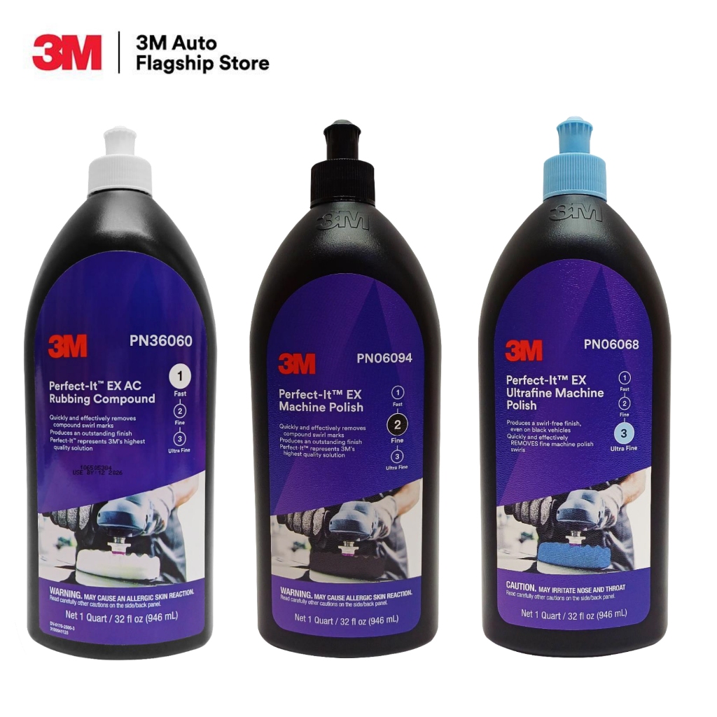 3M Set 36060 น้ำยาขัดลบรอย (เบอร์1) + 06094 น้ำยาขัดละเอียด (เบอร์2) + 06068 น้ำยาขัดเงา (เบอร์3)