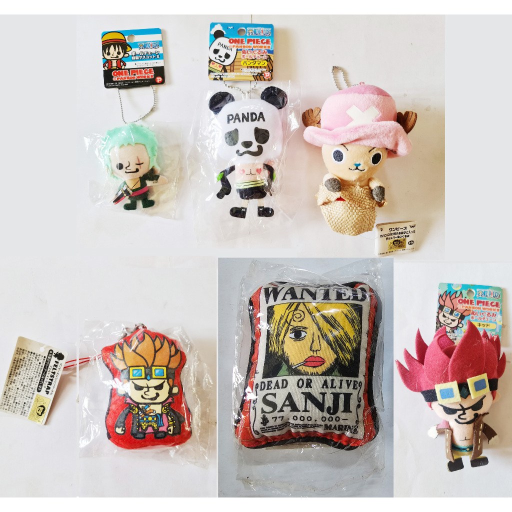 วันพีช One Piece Collection Strap figure Keychain Plush Doll Zoro Panda Chopper X 6  ลิขสิทธิ์แท้ ja