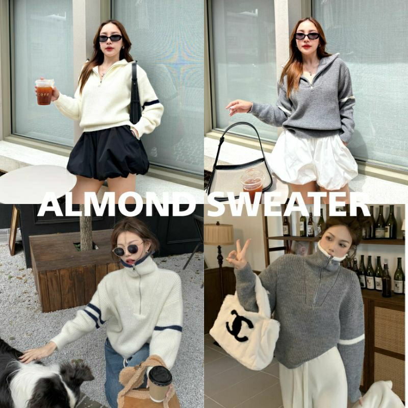 ผ้านิ่ม COATWINK~ALMOND SWRATER เสื้อไหมพรม กันหนาว