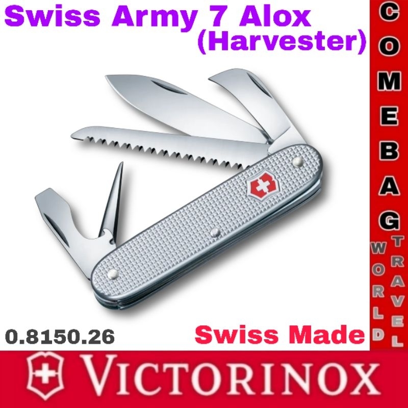 มีดพับVictorinox Swiss Army 7 Alox(Harvester) ของแท้ ผลิตสวิสเซอร์แลนด์ 7 ฟังค์ชั่นการใช้งาน