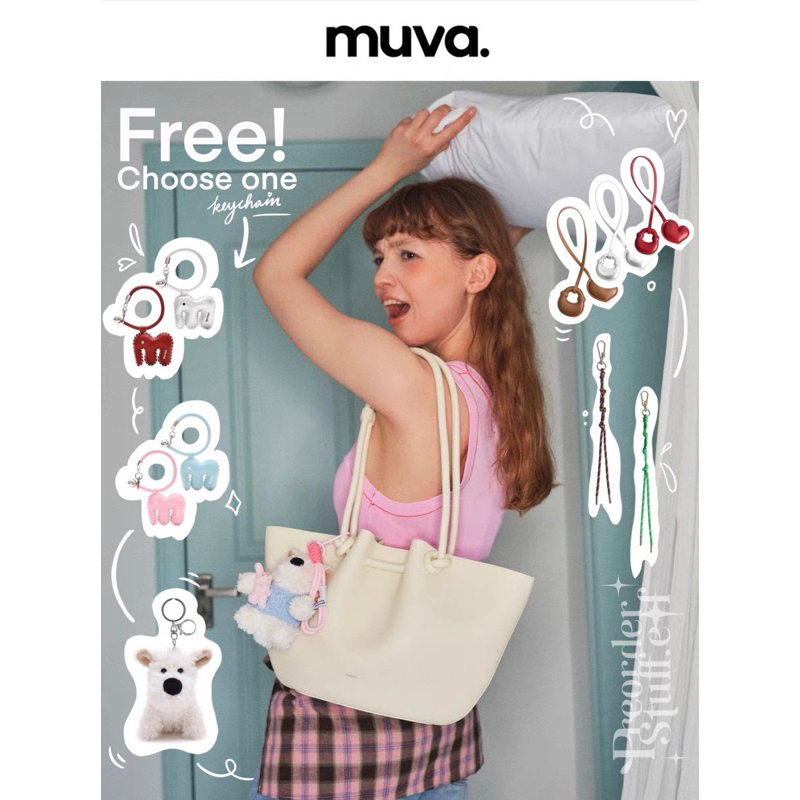 พร้อมส่งบางสี💖MUVA large tote bag(โค้ดลด 30%สูงสุด 1,000฿)แท้100% จากชอป💖แถมฟรี‼️จี้ห้อยพวงกุญแจ