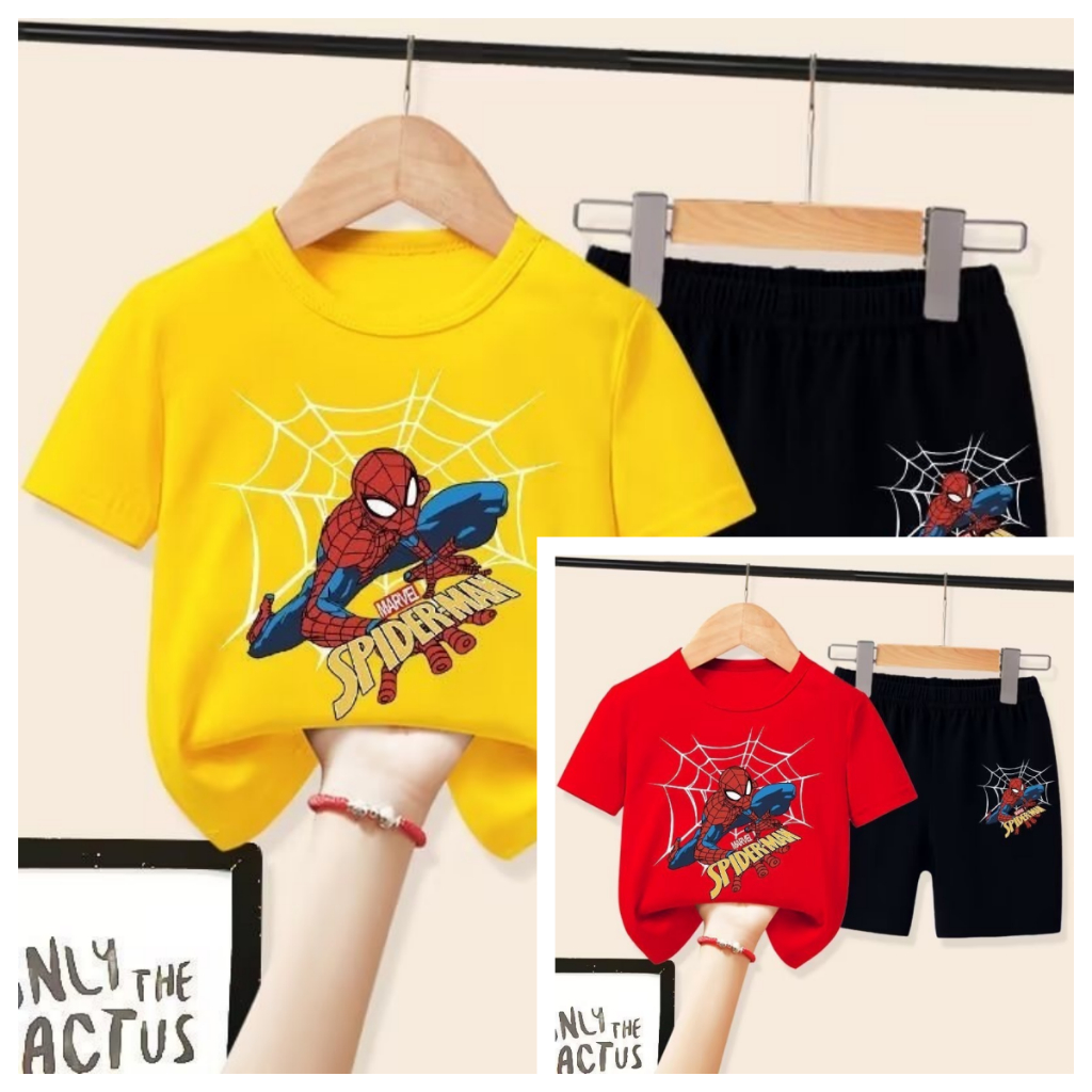 ชุดเซ็ทสไตล์เกาหลี ลายฮีโร่เทห์ ผ้านุ่มนิ่มใส่สบาย ระบายอากาศได้ดี ไม่ทำให้อับชื้น เซ็ท2ชิ้น