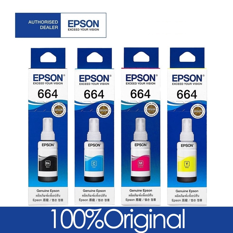 【100%Original】Refill Ink Epson Ink 664 For L121/L120 Pigment ink Epson Ink 664 Original Set of 4