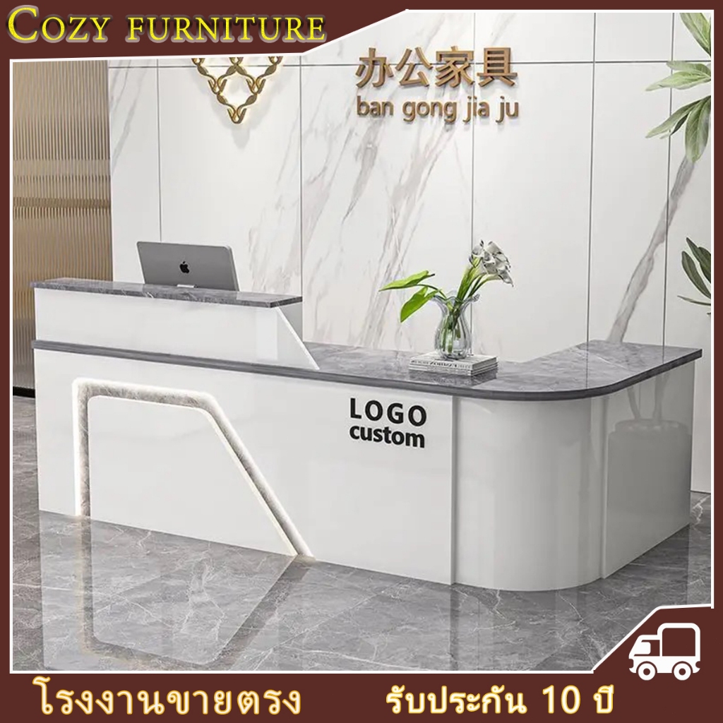 เคาน์เตอร์ บาร์กาแฟ เคาเตอร์ เคาเตอร์ไม้ เคาน์เตอร์ต้อนรับบริษัท ไฟ LED แถบฟรี กว้าง 60CM สูง 100CM