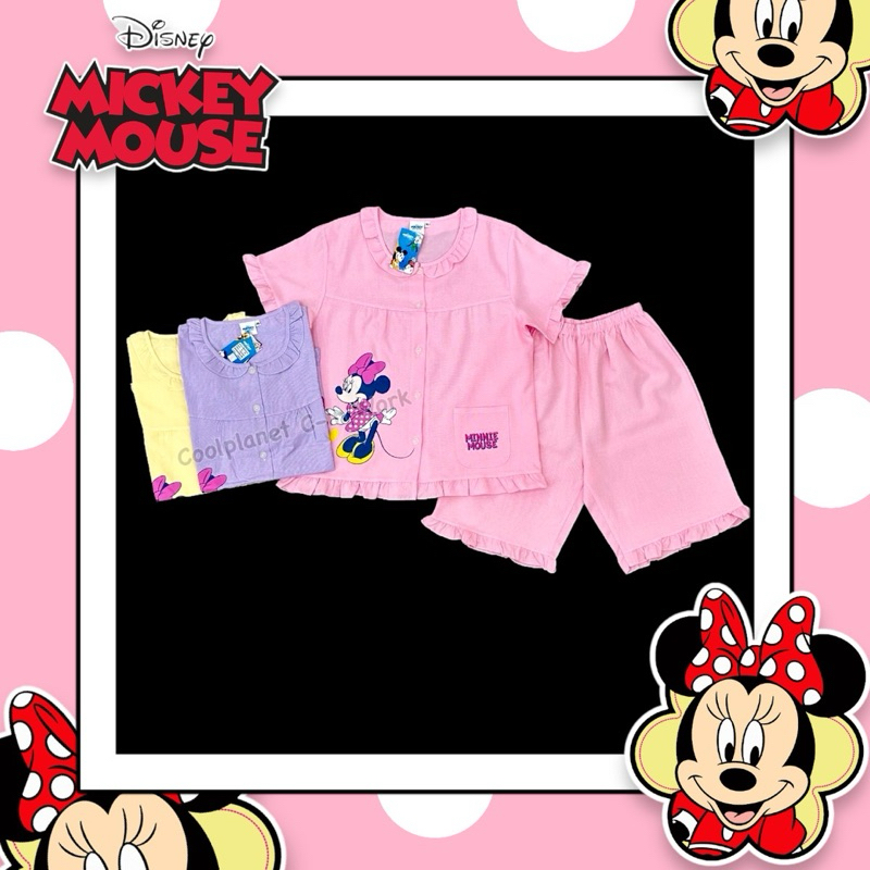 ชุดนอน มินนี่ 𝓜𝓲𝓷𝓷𝓲𝓮 ผ้าชิโนริ (รอบอก40“) ลายลิขสิทธิ์แท้ ลายมินนี่ Minnie Coolplanet