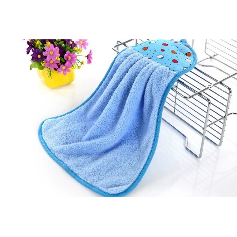 ผ้าเช็ดมือแบบแขวน ผ้าทำความสะอาด สีพื้น ซับน้ำได้ดี สินค้าพร้อมส่งในไทย - รูปที่ 3