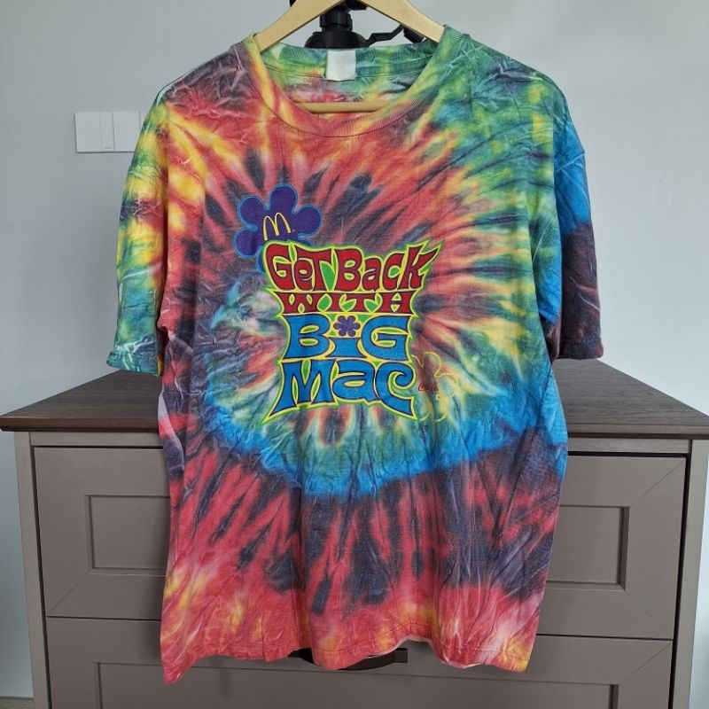 เสื้อยืด มัดย้อม ลายเครื่องดื่ม Get back big Mac mcdonalds and coca cola size L (Lp119)