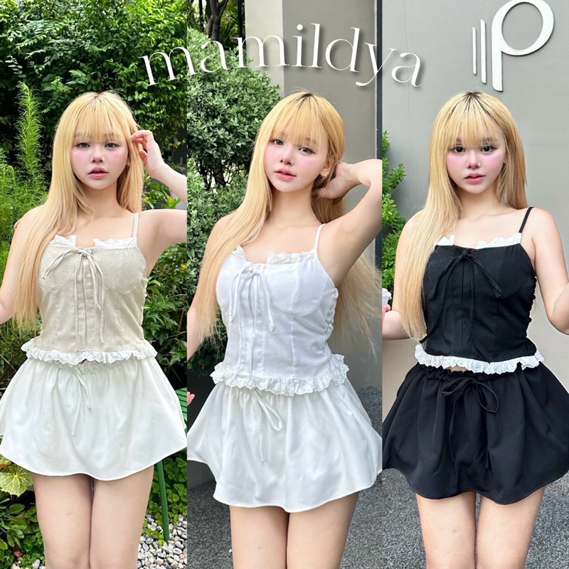 Mamildya.shop เสื้อสายเดี่ยว ผ้าลินินแท้ แต่งลูกไม้ ทรงสวยสุดๆ/Q1-2 /NUSA-เดี่ยวบรา