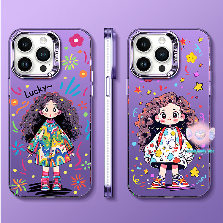 [จัดส่งในพื้นที่] เคสโทรศัพท์สีเงินสาวหวานเข้ากันได้กับ iPhone12 13 14 15Pro MAX XR XS 6 7 8Plus SE 2020 phone cover