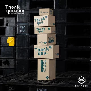 กล่อง THANK YOU BOX (Size 0+4) - 20 ใบ : กล่องพัสดุ ขอบคุณลูกค้า ของแท้ แข็งแรง ทนทาน PICK A BOX