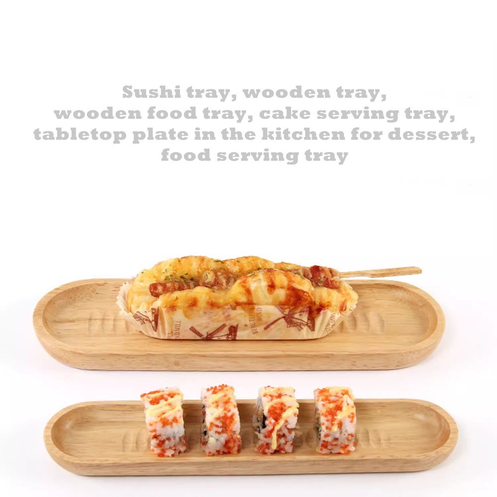Sushi tray, wooden tray, wooden food tray, cake serving tray, tabletop plate in the kitchen for dess