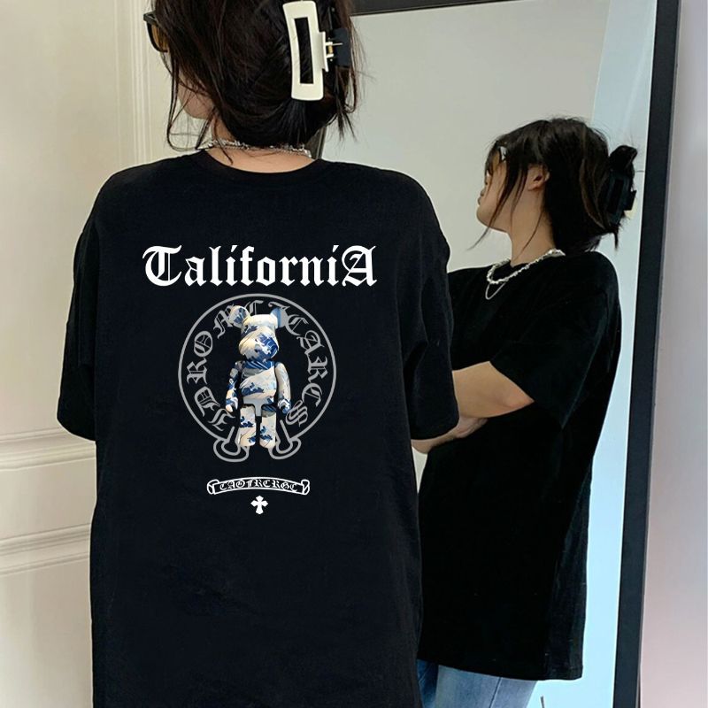 พร้อมส่ง เสื้อยืดโอเวอร์ไซส์ ไม่จำกัดเพศ ไม่หดตัว พิมพ์ "หมีดุร้าย" เสื้อยืดคอกลม คุณภาพสูง เสื้อสไตล์เกาหลี