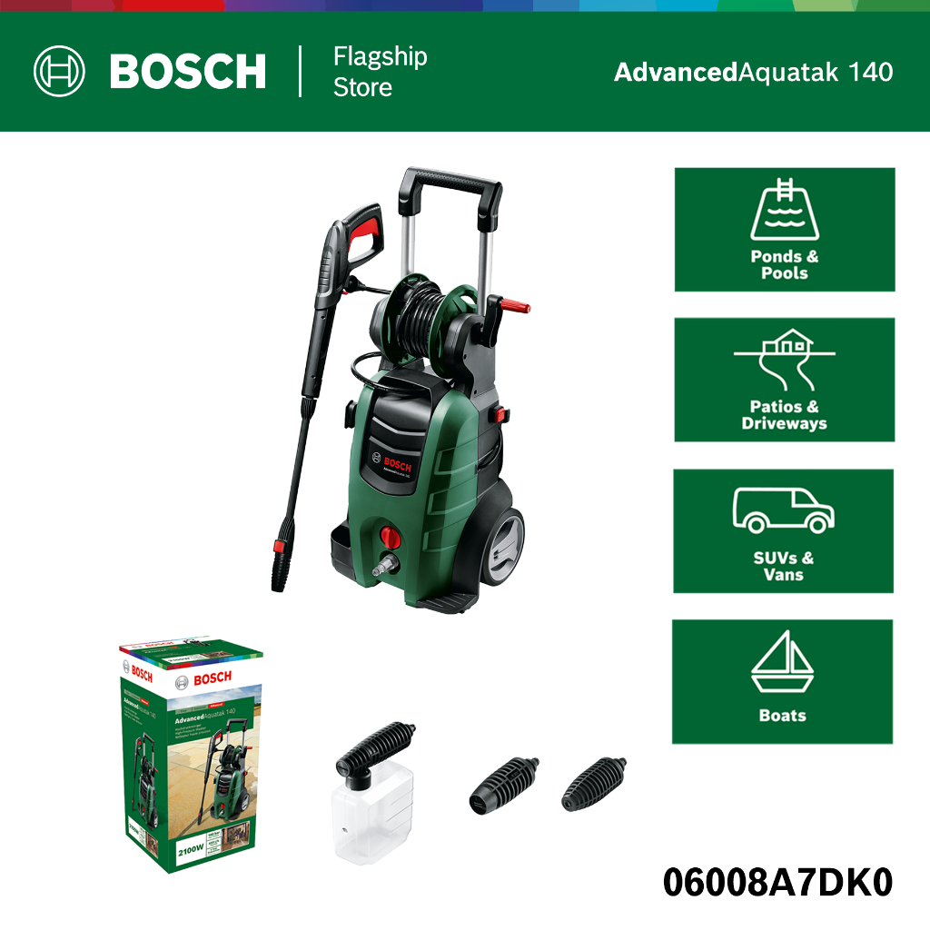 Bosch Advanced Aquatak 140 เครื่องฉีดน้ำแรงดันสูง 140 บาร์ ประกันนาน 6 เดือน