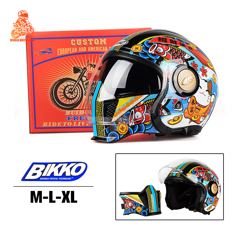โปรพิเศษ !! หมวกกันน็อค BIKKO ถอดออกได้ รูปแบบแมวนำโชค L-XL ลายใหม่ล่าสุด ส่งไว!!! Modular Helmets