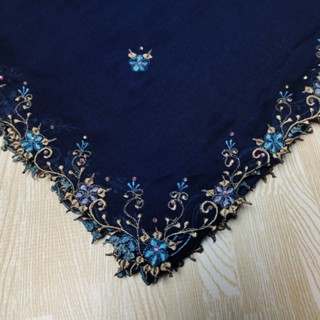 ☘️[ บาวาพรีเมี่ยม ]  ปักดอก Embroidery Handmade Scarf ติดเพช…
