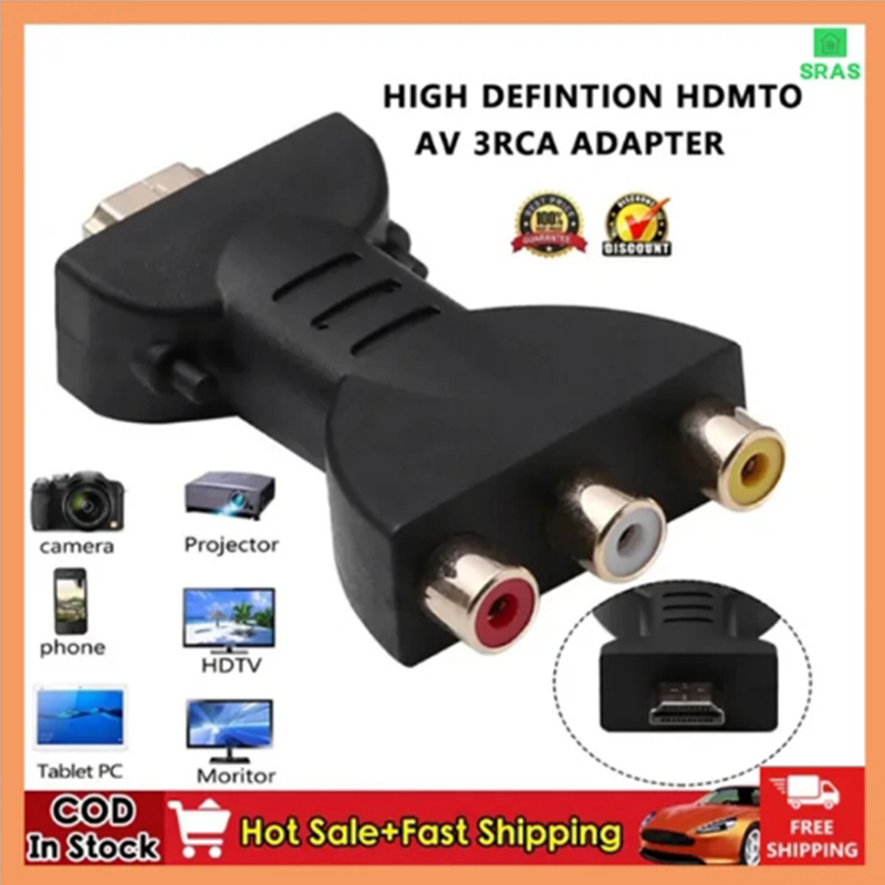 SRAS HDMI ตัวผู้ไปเป็น3 RCA ตัวเมียคอมโพสิตเครื่องเสียงวีดีโอAV ตัวแปลงอะแดปเตอร์สำหรับพีซีโทรทัศน์