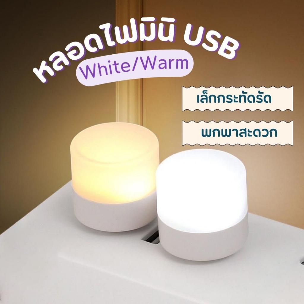 2ชิ้น หลอดไฟ led ขนาดเล็ก ไฟกลางคืนห้องนอน แสงขาว วอร์ม มินิไฟกลางคืน USB ปกป้องดวงตา หลอดไฟUSB