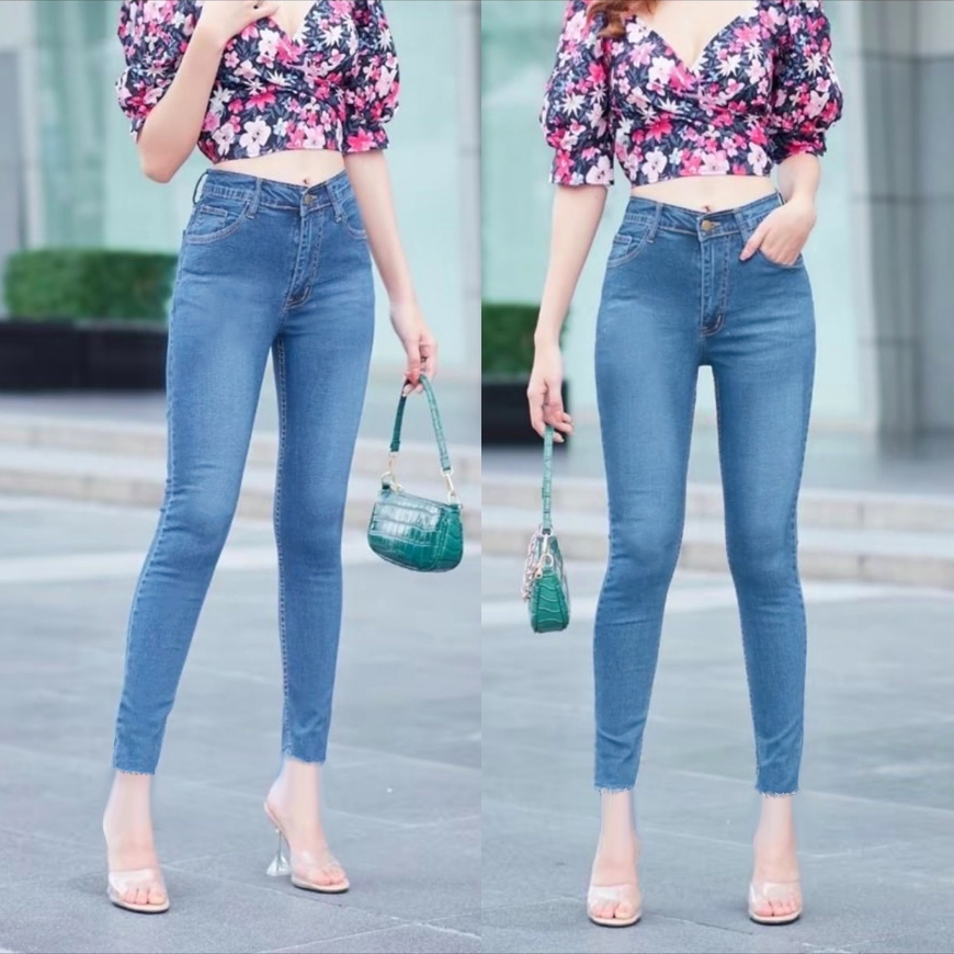 [[ถูกสุดๆ]]  กางเกงยีนส์ ผญ กางเกงยีนส์เอวสูง Boyfriend Jeans ทรงบอยสลิม ช่วงขาเล็ก แต่งขาดแนวเซอร์แบบเท่ๆ สวยจริงๆ สาว