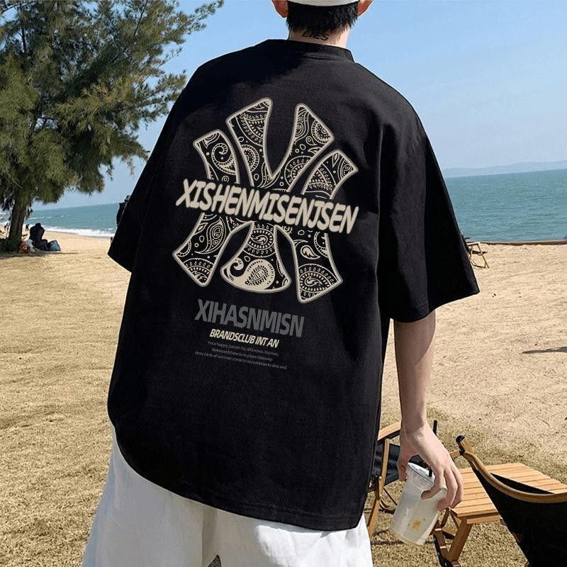 [UT]ใหม่สุดฮิต เสื้อยืด ผ้าคอตตอน โอเวอร์ไซส์ คอกลม สไตล์อเมริกัน สตรีท"XISHENMISENJSEN" ผ้าฝ้ายใส่สบาย สไตล์เกาหลี NY