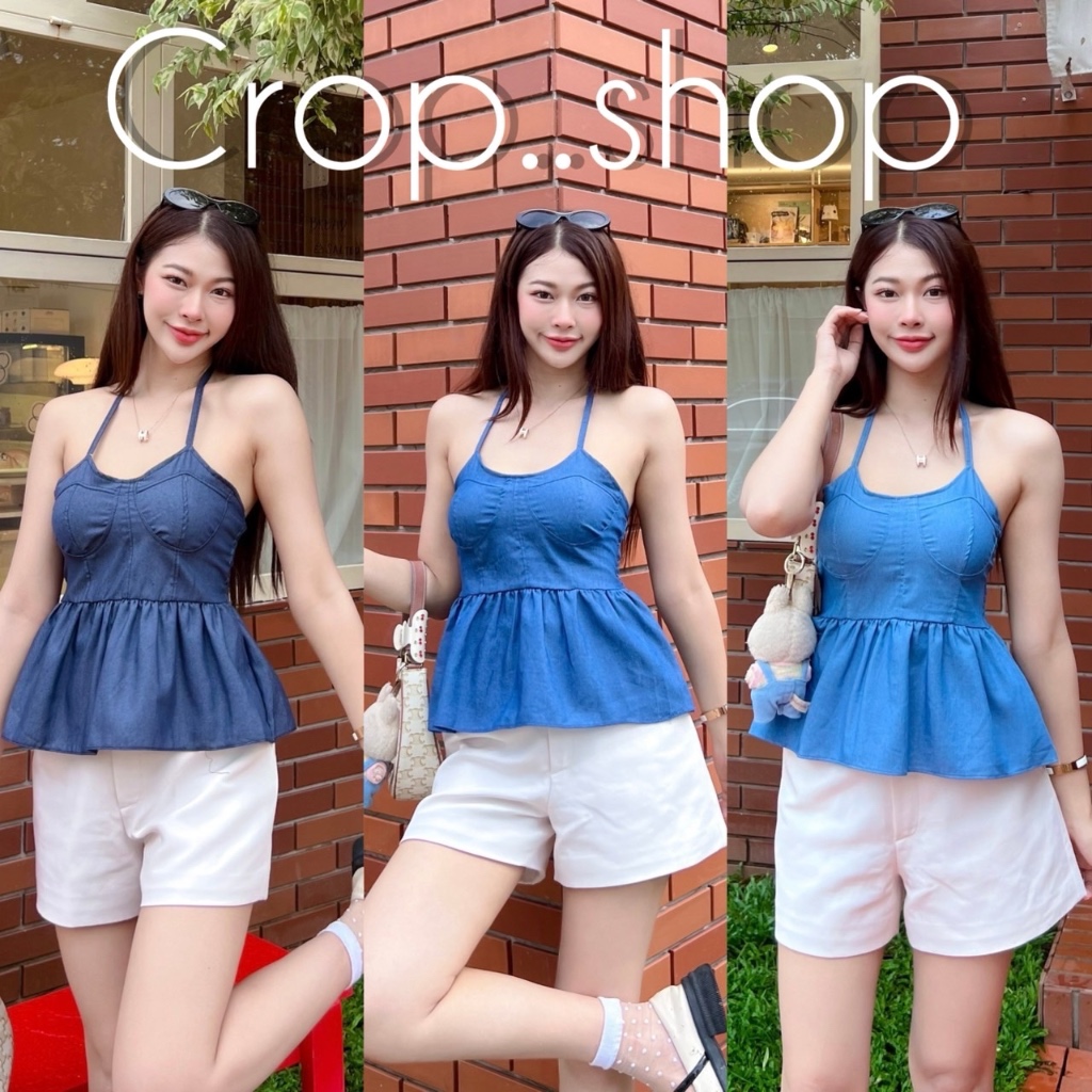 crop..shop เสื้อคล้องคอ งานสวยงานดีมาก น่ารักสดุดตาสุดๆ งานดีผ้าดีใส่สบาย ใส่เเต่งง่ายไปได้ทุกที่จ้า