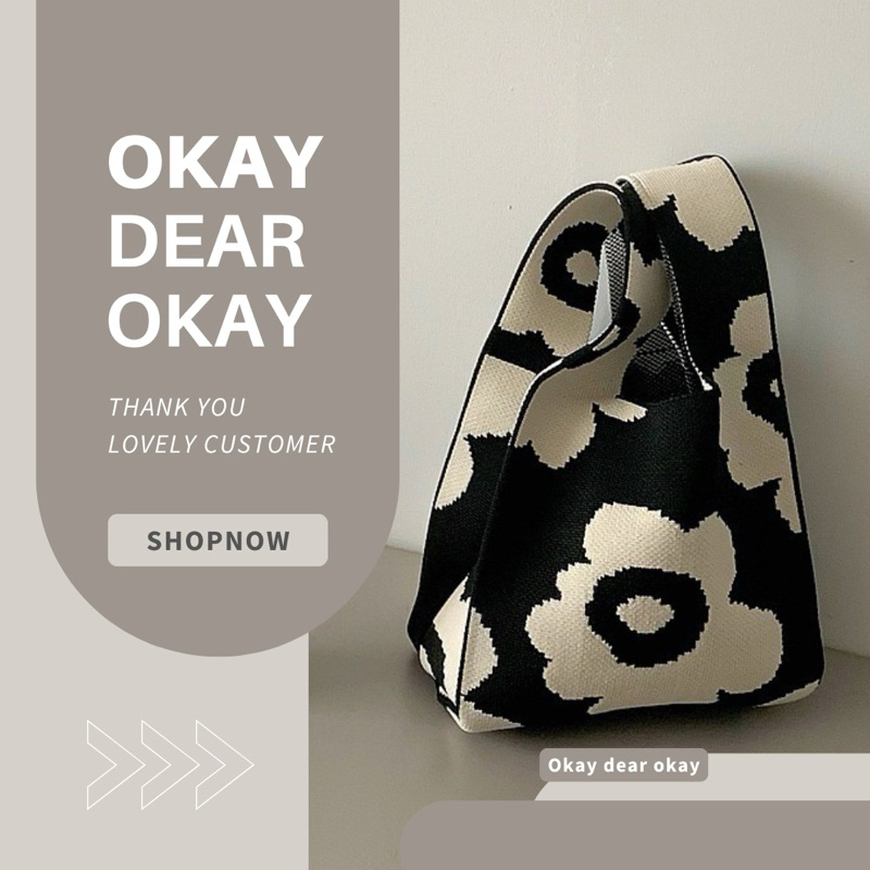 พร้อมส่ง Flower Bag | กระเป๋าไหมพรม Flower Bag กระเป๋าดอกไม้ งานพรีเมี่ยม ผ้าหนา กระเป๋าสไตล์แบรนด์เนม