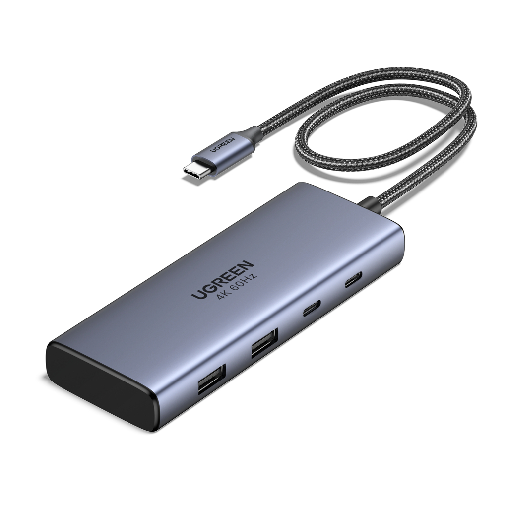 UGREEN อะแดปเตอร์ HUB Type C 7-in-1 USB-C to 2USB-A 3.2+2USB-C 3.2+2HDMI รองรับ 4K60Hz+PD รุ่น 45379