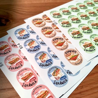 สติกเกอร์ฉลากสินค้า สติกเกอร์แซนวิช ไส้แซนวิช Sandwich สติกเกอร์ติดอาหาร [B3]