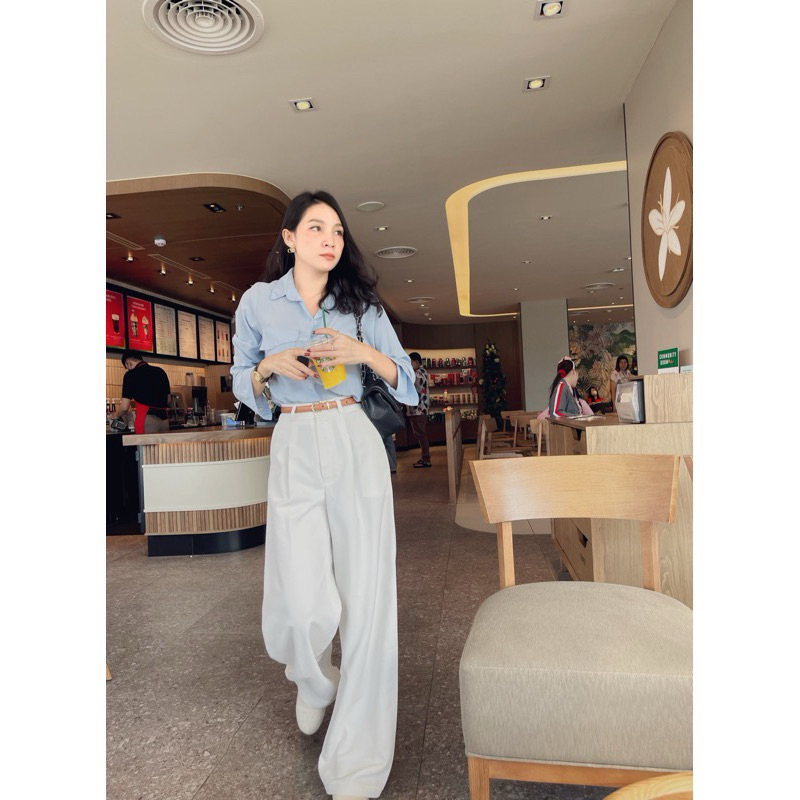 ส่งต่อ JIN.BKK กางเกงขายาว สีขาว size.s เอวสูงเหนือสะดือ used like new