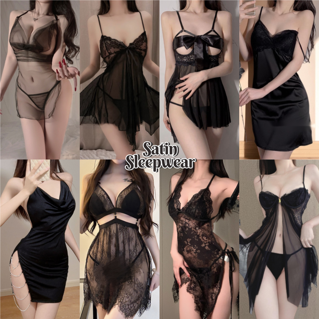 SatinSleepwear ชุดตาข่ายเซ็กซี่ เดรสลูกไม้ โบว์ลูกไม้ วัสดุที่มองทะลุได้ หลากหลายสไตล์ให้เลือก.
