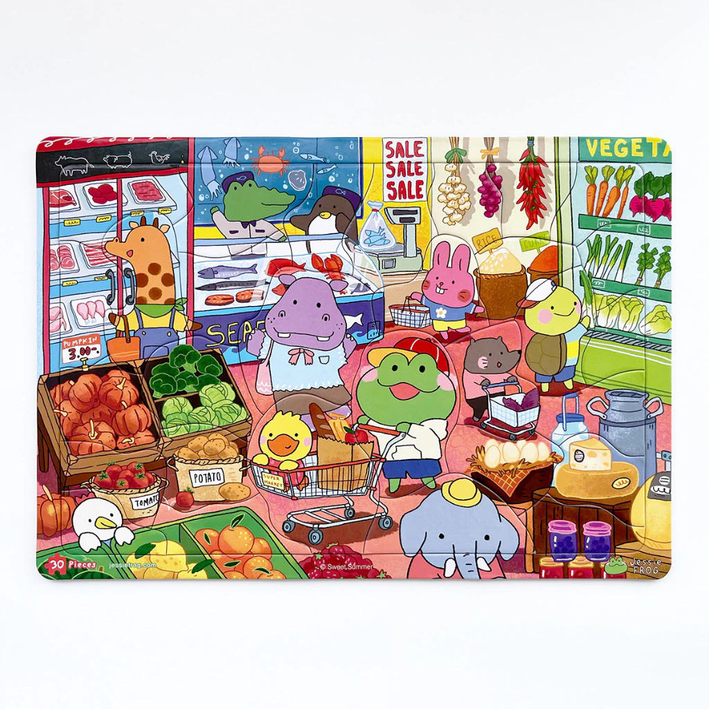 จิ๊กซอว์สำหรับเด็ก - JessieFrog Jigsaw Puzzle แบบถาด 30 ชิ้น ลาย Supermarket