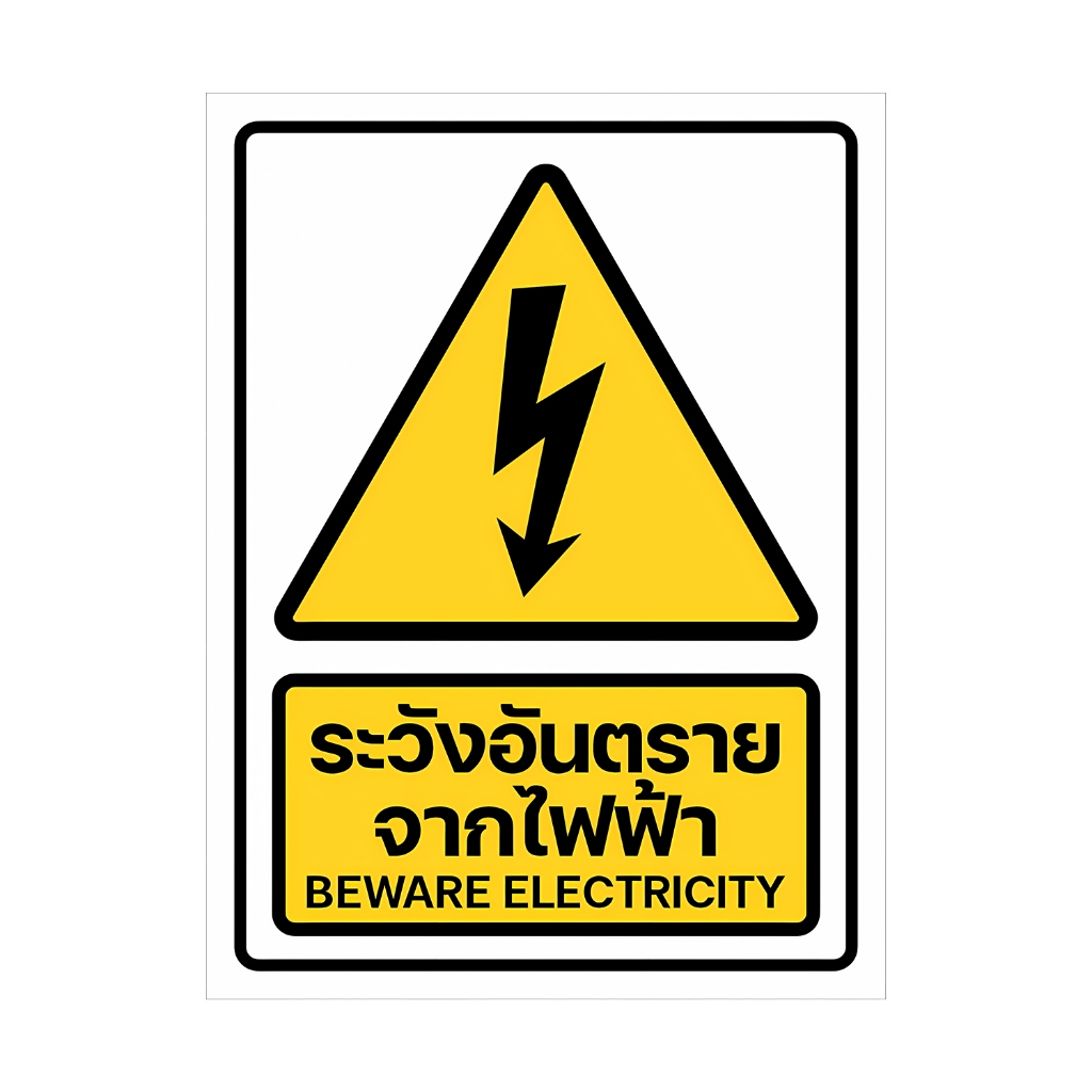 ระวังอันตรายจากไฟฟ้า สติกเกอร์ระวังกระแสไฟฟ้า ป้ายเตือนไฟฟ้าแรงสูง 6x8 cm. 3M แท้ - รูปที่ 6