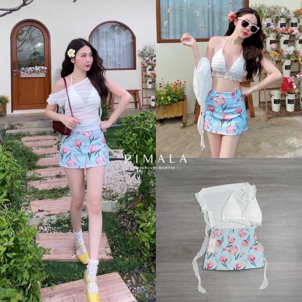 Pimala SET3ชิ้นน่ารักฉ่ำวาว เซ็ทเสื้อสีขาว(*สอบถามสต๊อกก่อนกดสั่งน๊า)