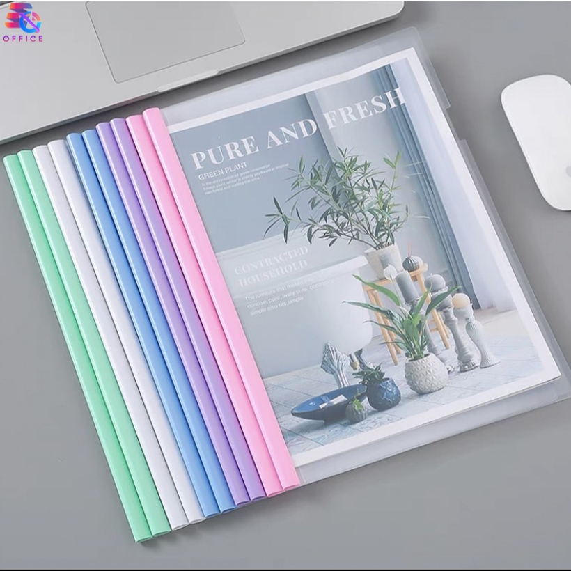 สันรูดพลาสติก A4 คละสี ราคา/1ชิ้น ปกสันรายการ สันปกรายงาน สันแฟ้ม สันใส่ปก สัน สันรูด ปลายสันรูดมุมมน พร้อมส่ง