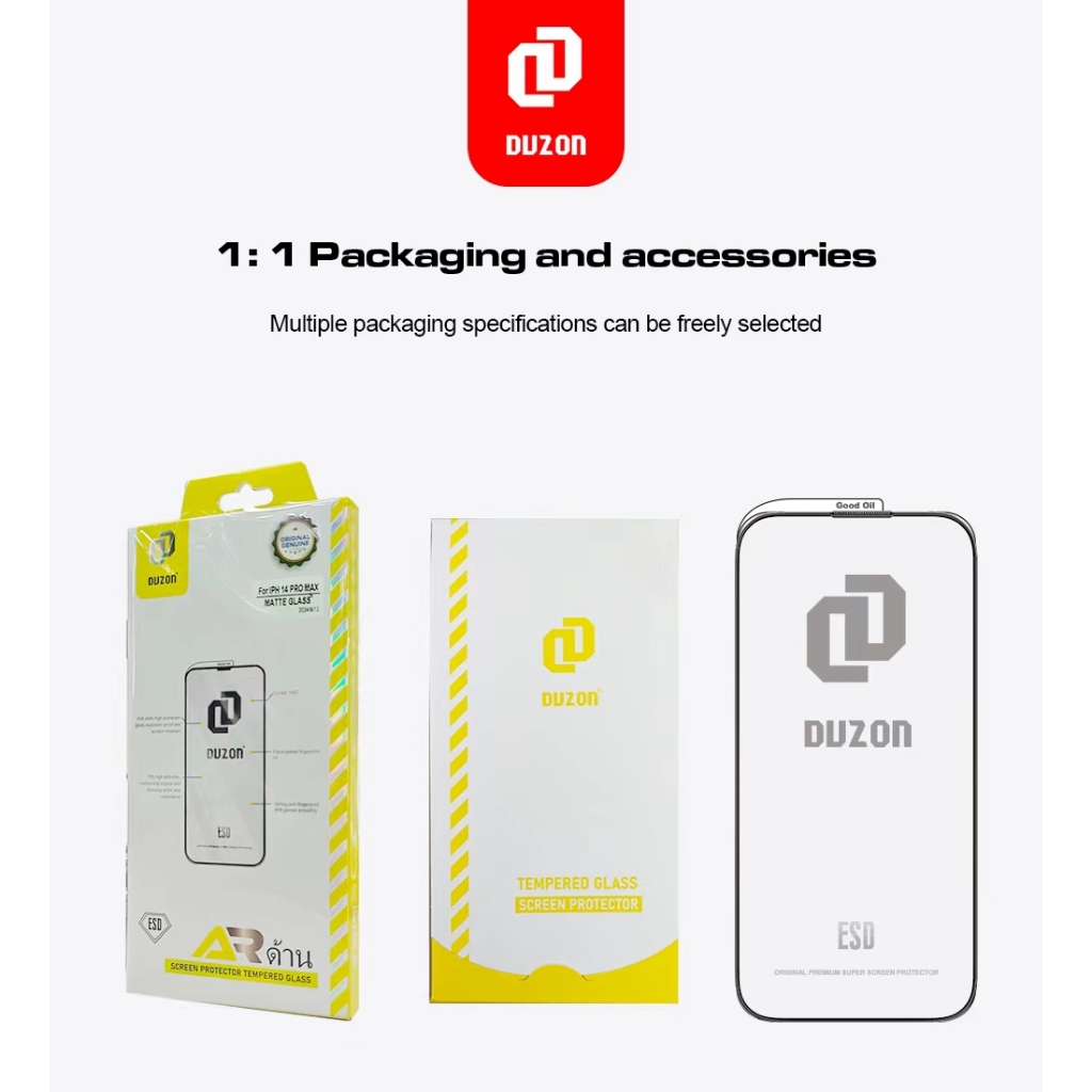 N236 MATTE GLASS FILM งานด้าน DUZON FOR IPHONE 16 11 12 13 14 15 PRO MAX XS XR 7 8G PLUS Smartphone 
