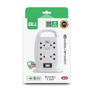 บีแอลแอล ปลั๊กไฟ TOWER 1สวิตซ์ 8ช่อง 3ม. รุ่น B32 BLL PLUG TOWER 1SWITCH 8 SOCKET 3M B32