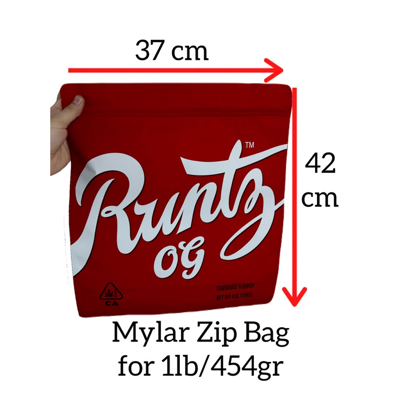 Runtz OG Mylar zip bag size 454 grams / 1 lb